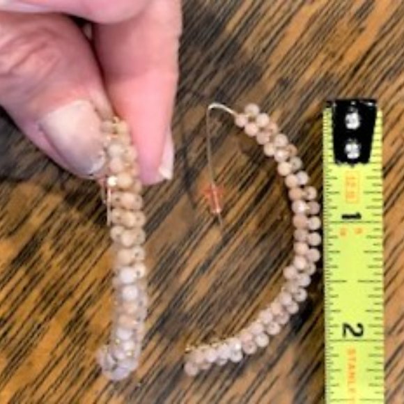 NWOT BEAUTIFUL PINK EARRINGS with Gold and Semiprecious Gems - Picture 3 of 4